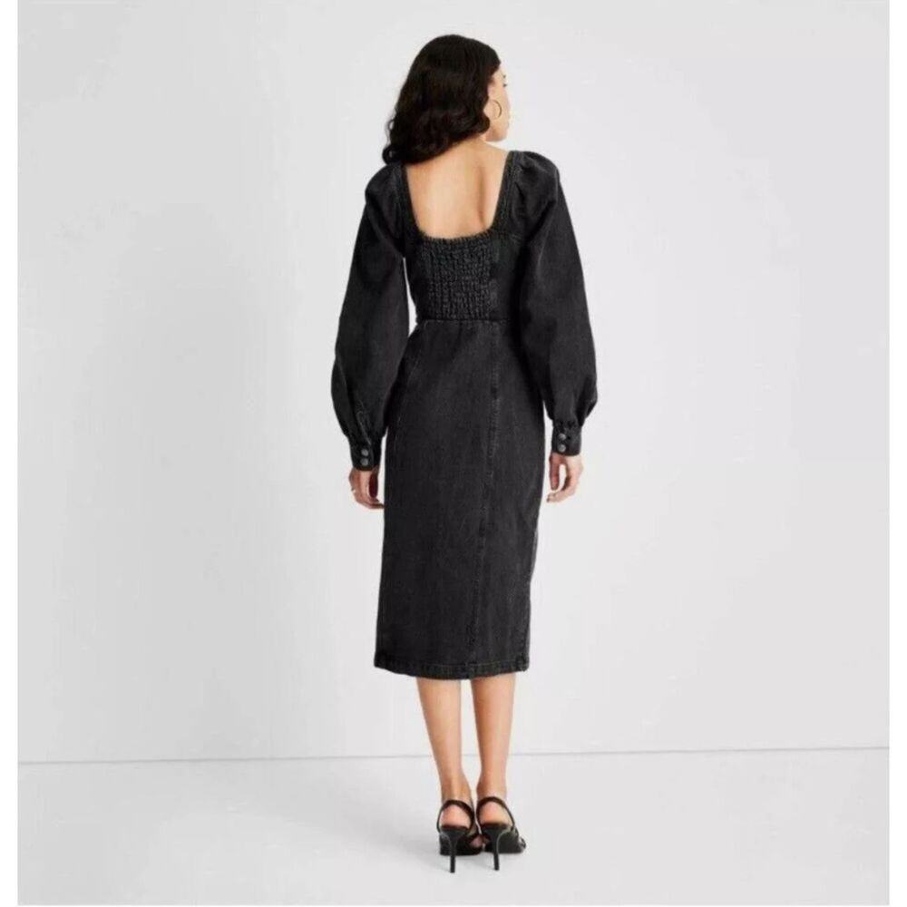 Elegant Black Midi Dress - Picture 3 of 9